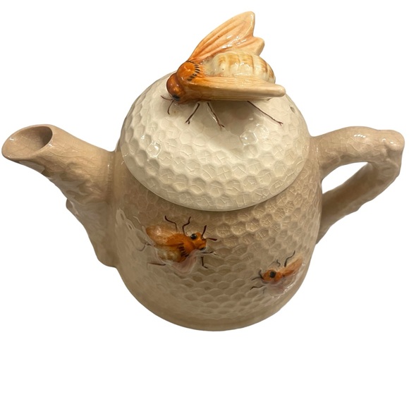 Vintage Teapot Honey Bees and Hive Made in Japan by Marutomoware Very Nice - Picture 7 of 16